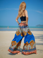 Turquoise Blue Mandala Wide Leg Palazzo Pants