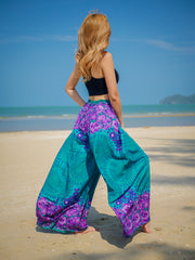 Teal Mandala Wide Leg Palazzo Pants