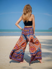 Orange and Blue Mandala Wide Leg Palazzo Pants