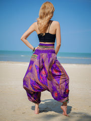 Rich Purple Peacock Low Cut Harem Pants