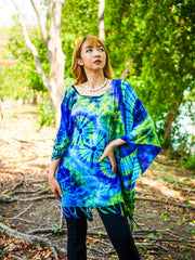 T0542- Hand Dyed Tunic Boho Kaftan Blouse Hippie Oversize Tops