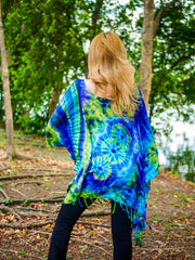 Paradise Glow Poncho Hand Dyed Tunic Kaftan Blouse Oversize Top