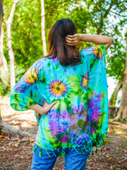 Aurora Burst Poncho  Hand Dyed Tunic Kaftan Blouse Oversize Top