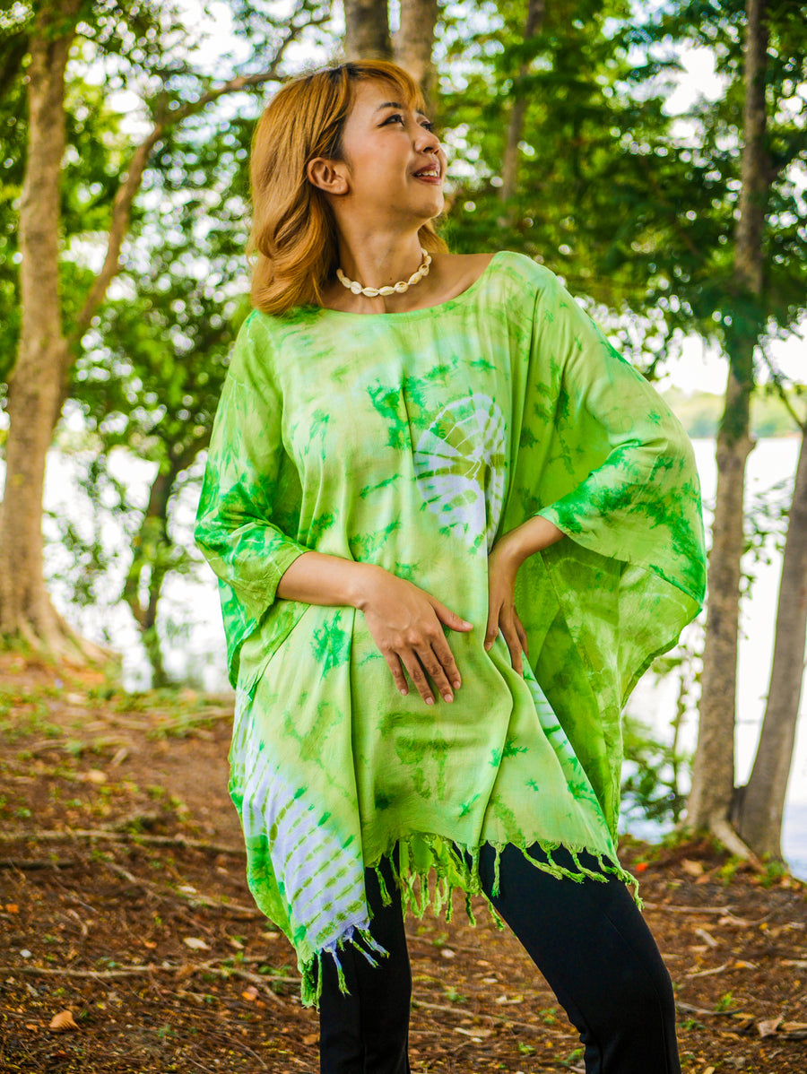 T0615- Hand Dyed Tunic Boho Kaftan Blouse Hippie Oversize Tops