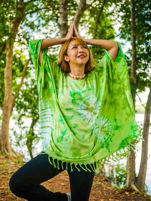 T0615- Hand Dyed Tunic Boho Kaftan Blouse Hippie Oversize Tops