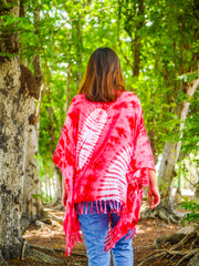 Ruby Radiance Tie Dye Poncho Tunic Kaftan Blouse Oversize Tops