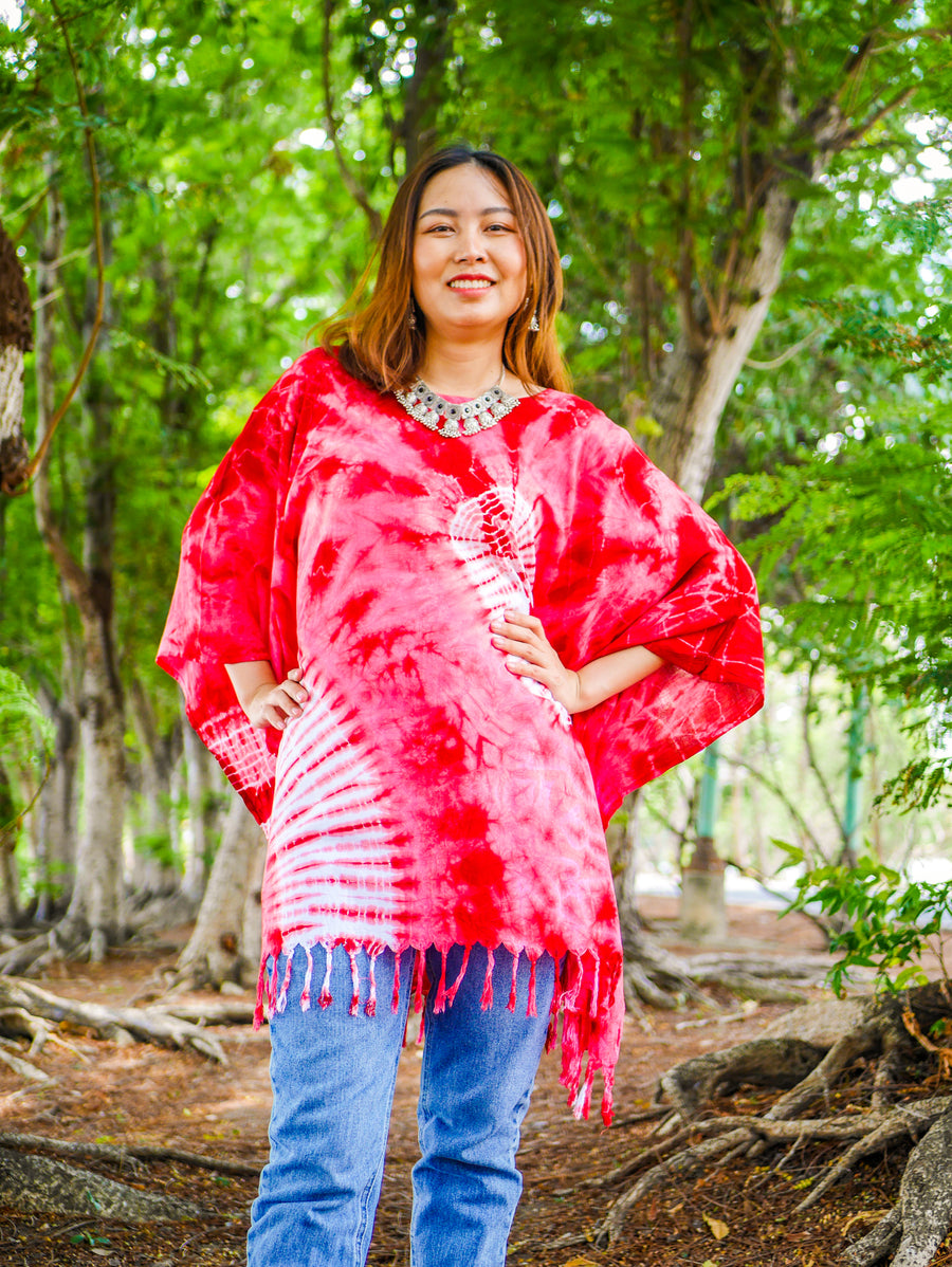 T0645- Hand Dyed Tunic Boho Kaftan Blouse Hippie Oversize Tops