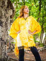 Golden Sunshine Tie Dye Poncho Tunic Kaftan Blouse Oversize Top