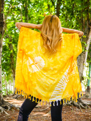 Golden Sunshine Tie Dye Poncho Tunic Kaftan Blouse Oversize Top