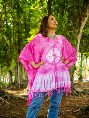 T0727- Hand Dyed Tunic Boho Kaftan Blouse Hippie Oversize Tops