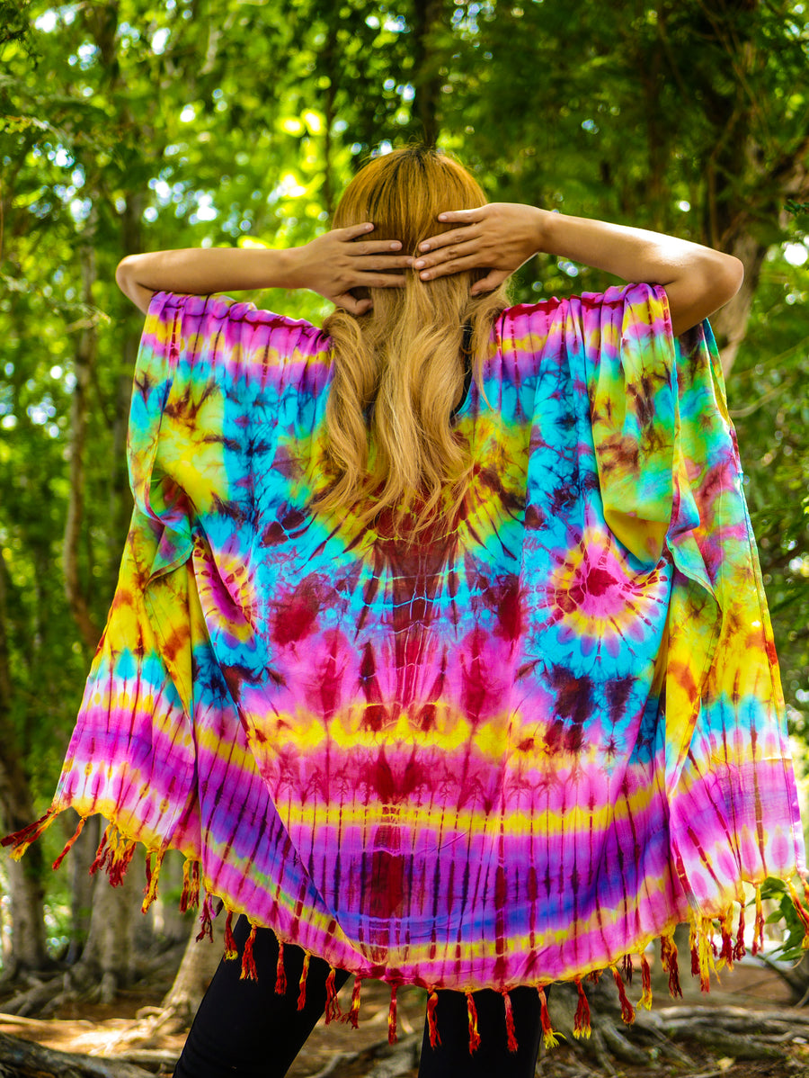 T0746- Hand Dyed Tunic Boho Kaftan Blouse Hippie Oversize Tops