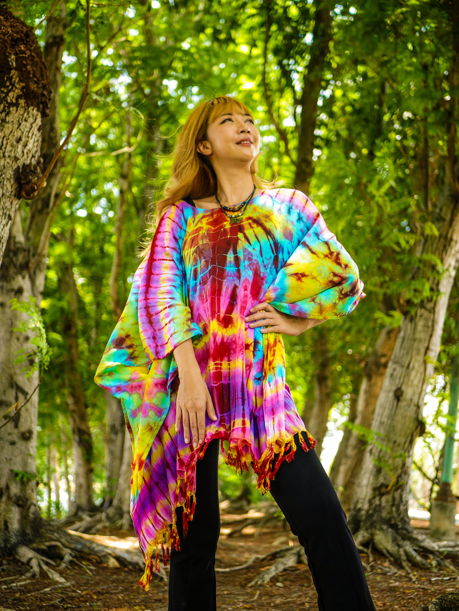 T0746- Hand Dyed Tunic Boho Kaftan Blouse Hippie Oversize Tops