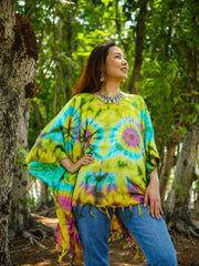 Sunset Dream Tie Dye Poncho Tunic Kaftan Blouse Oversize Top