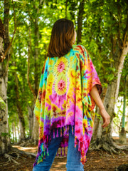 Radiant Rainbow Poncho Tunic Kaftan Blouse Oversize Top