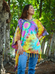 T0825- Hand Dyed Tunic Boho Kaftan Blouse Hippie Oversize Tops