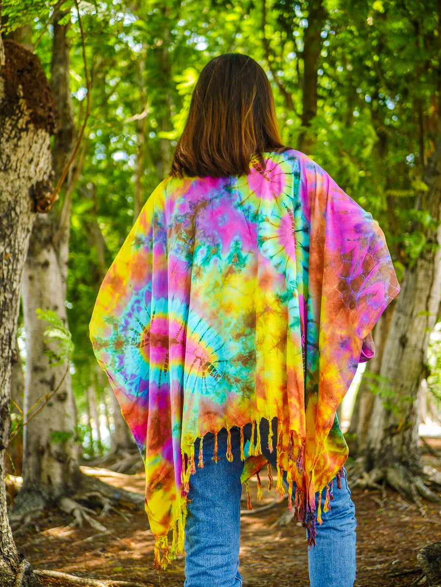 Cosmic Kaleidoscope Poncho  Hand Dyed Tunic Kaftan Blouse Oversize Top