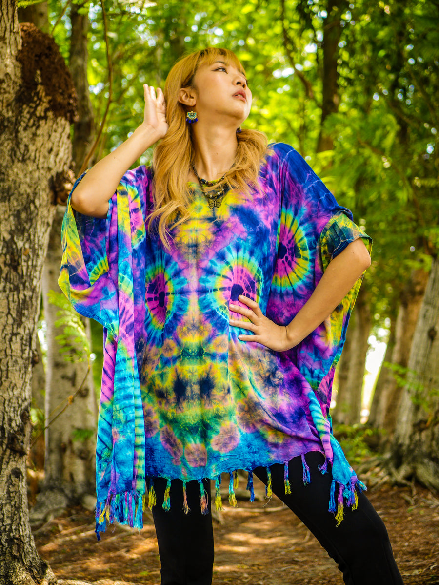 T0845- Hand Dyed Tunic Boho Kaftan Blouse Hippie Oversize Tops