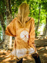 Golden Sunrise Tie Dye Poncho Tunic Kaftan Blouse Oversize Top