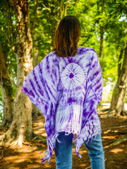 Amethyst Starburst Poncho Hand Dyed Tunic Kaftan Blouse Oversize Top