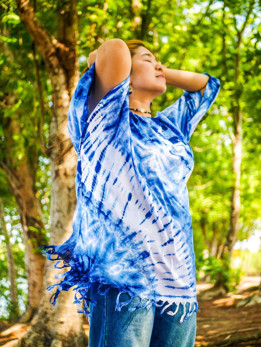 T0102- Hand Dyed Tunic Boho Kaftan Blouse Hippie Oversize Tops