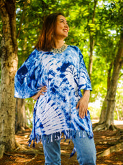 Indigo Lover Hand Dyed Tunic Kaftan Blouse Oversize Top