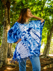 Indigo Lover Hand Dyed Tunic Kaftan Blouse Oversize Top