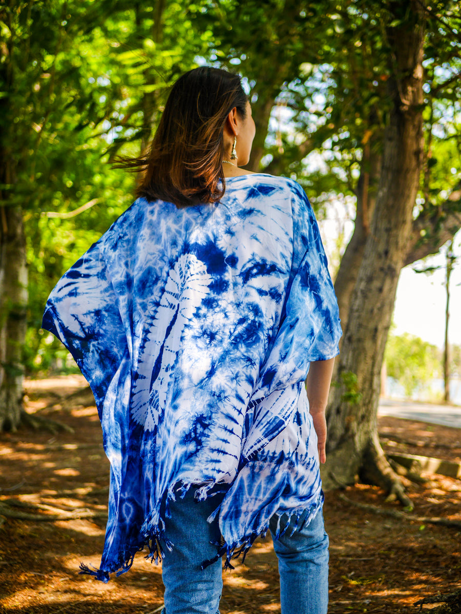 Indigo Lover Hand Dyed Tunic Kaftan Blouse Oversize Top