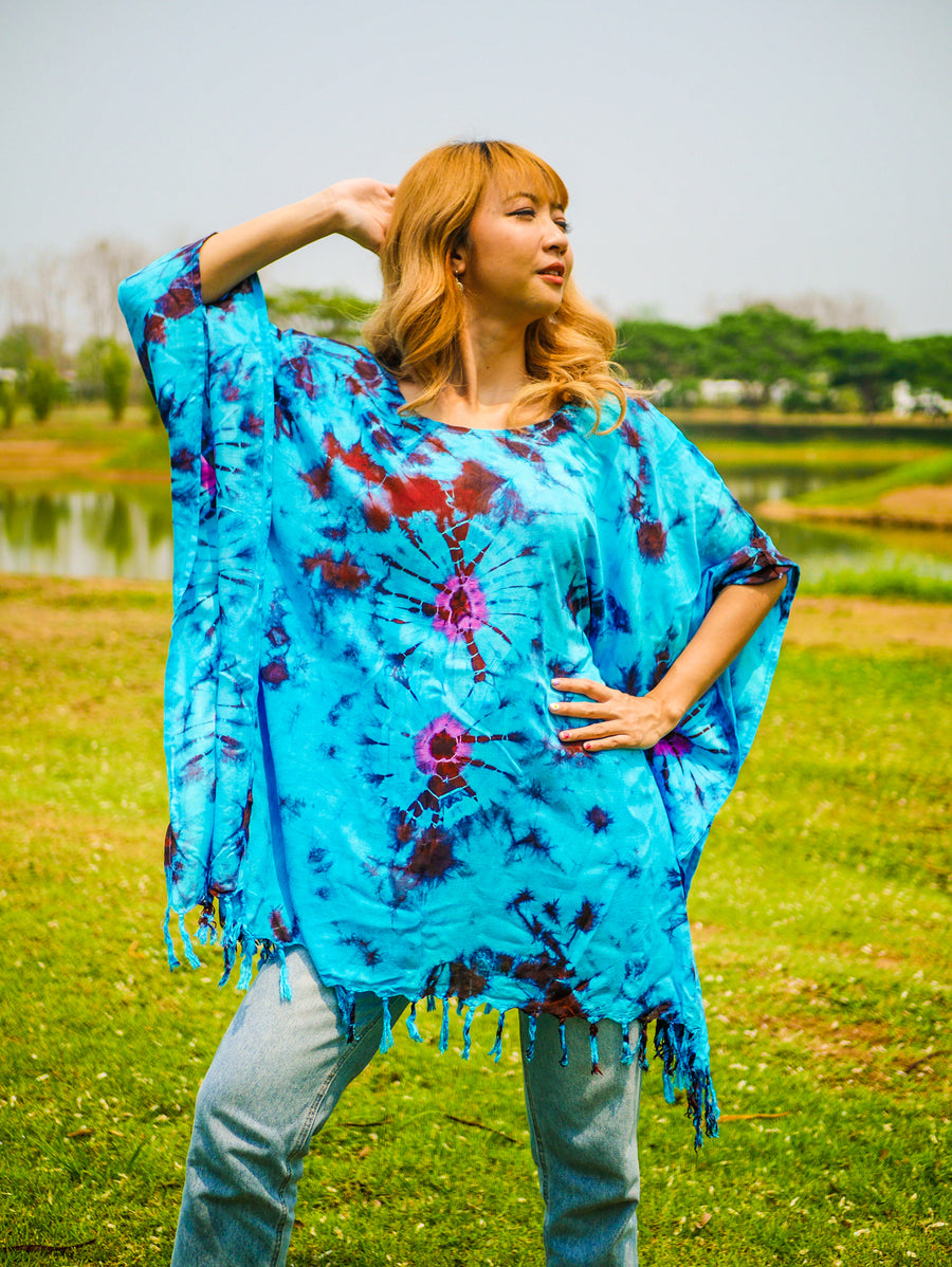 T0265- Hand Dyed Tunic Boho Kaftan Blouse Hippie Oversize Tops