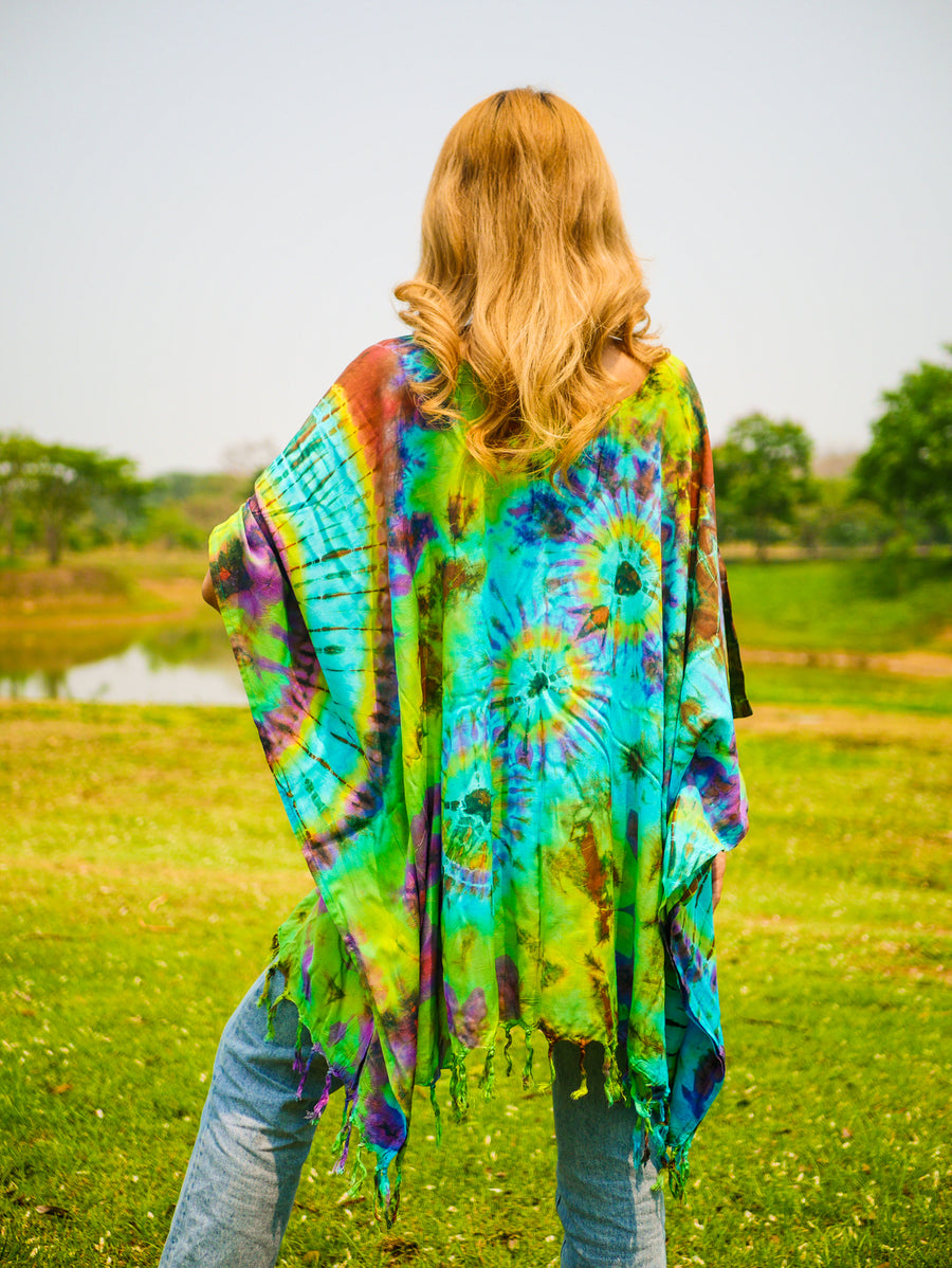 T0295- Hand Dyed Tunic Boho Kaftan Blouse Hippie Oversize Tops