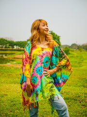 T0303- Hand Dyed Tunic Boho Kaftan Blouse Hippie Oversize Tops