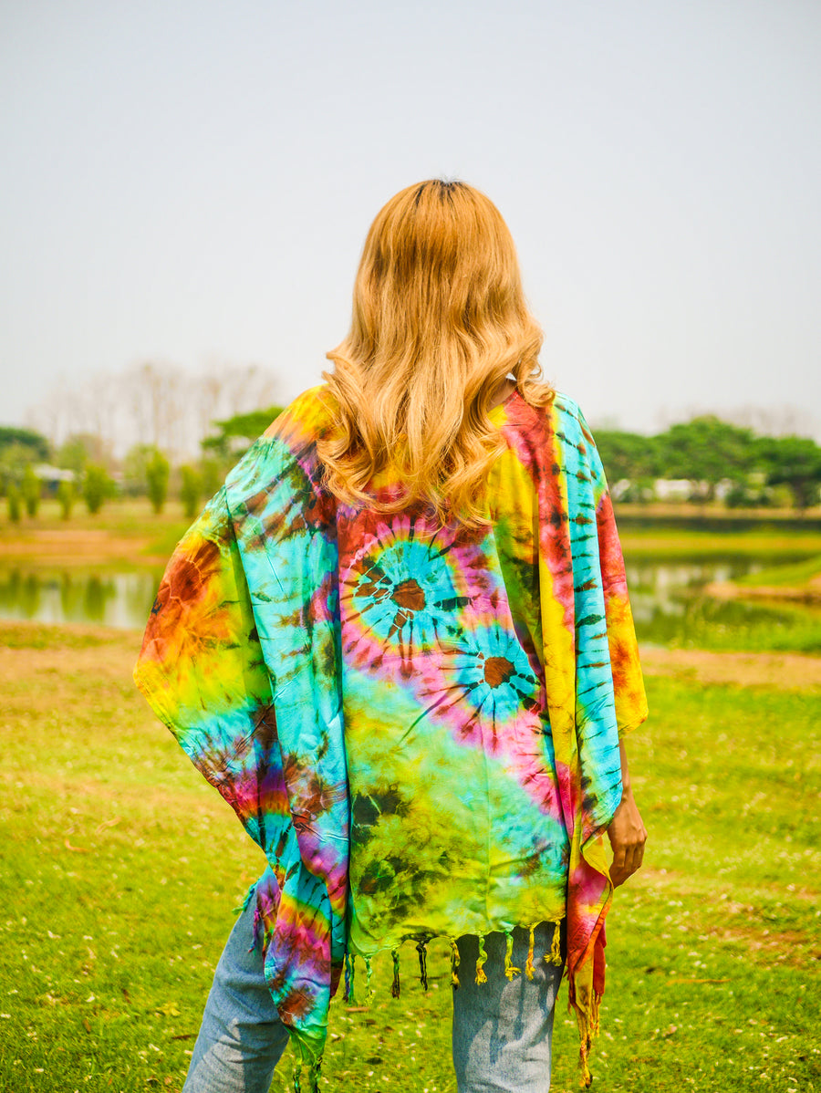 T0303- Hand Dyed Tunic Boho Kaftan Blouse Hippie Oversize Tops