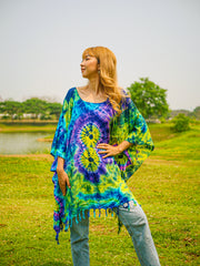 T0333- Hand Dyed Tunic Boho Kaftan Blouse Hippie Oversize Tops