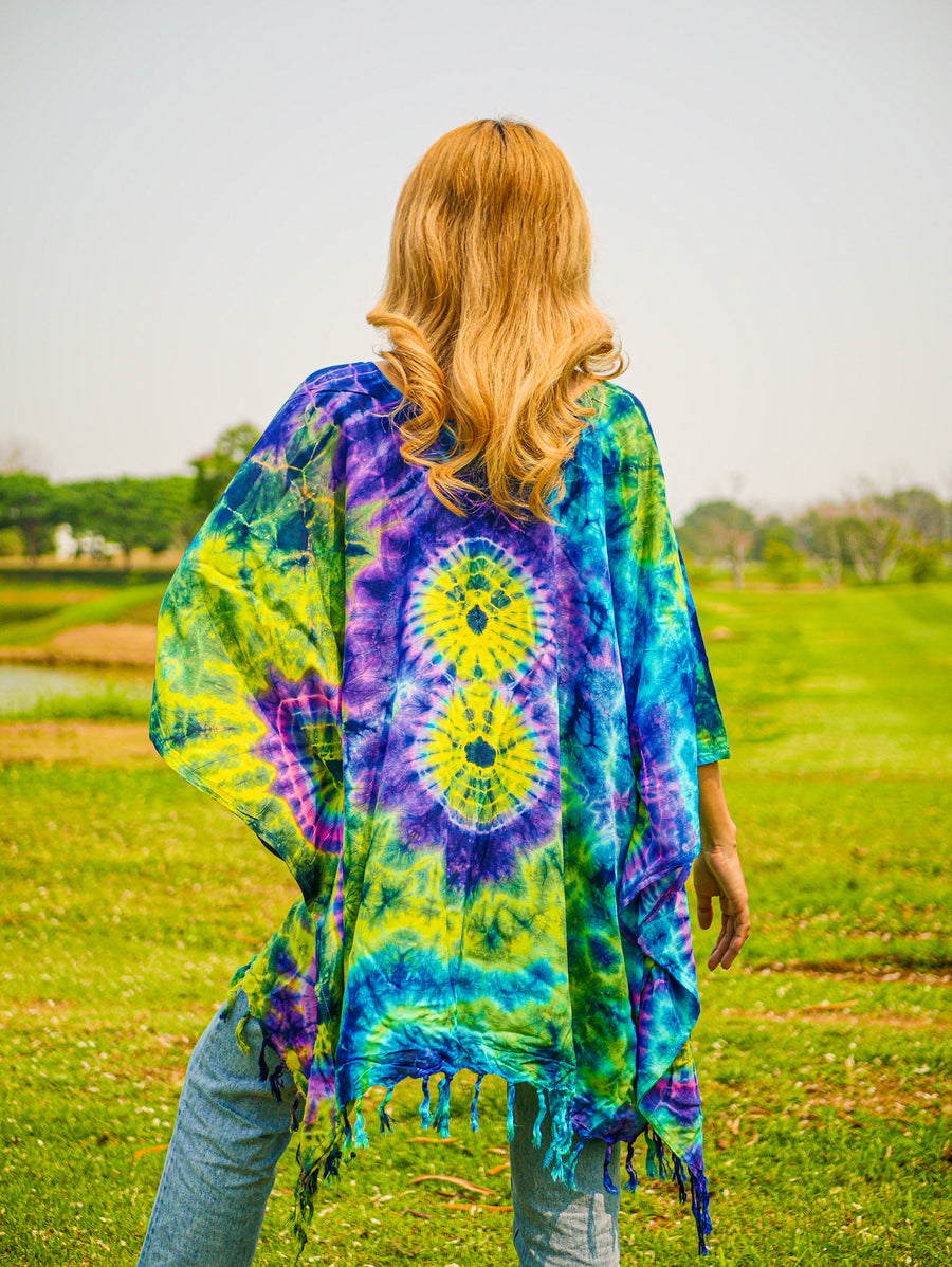 T0333- Hand Dyed Tunic Boho Kaftan Blouse Hippie Oversize Tops