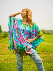 T0336- Hand Dyed Tunic Boho Kaftan Blouse Hippie Oversize Tops