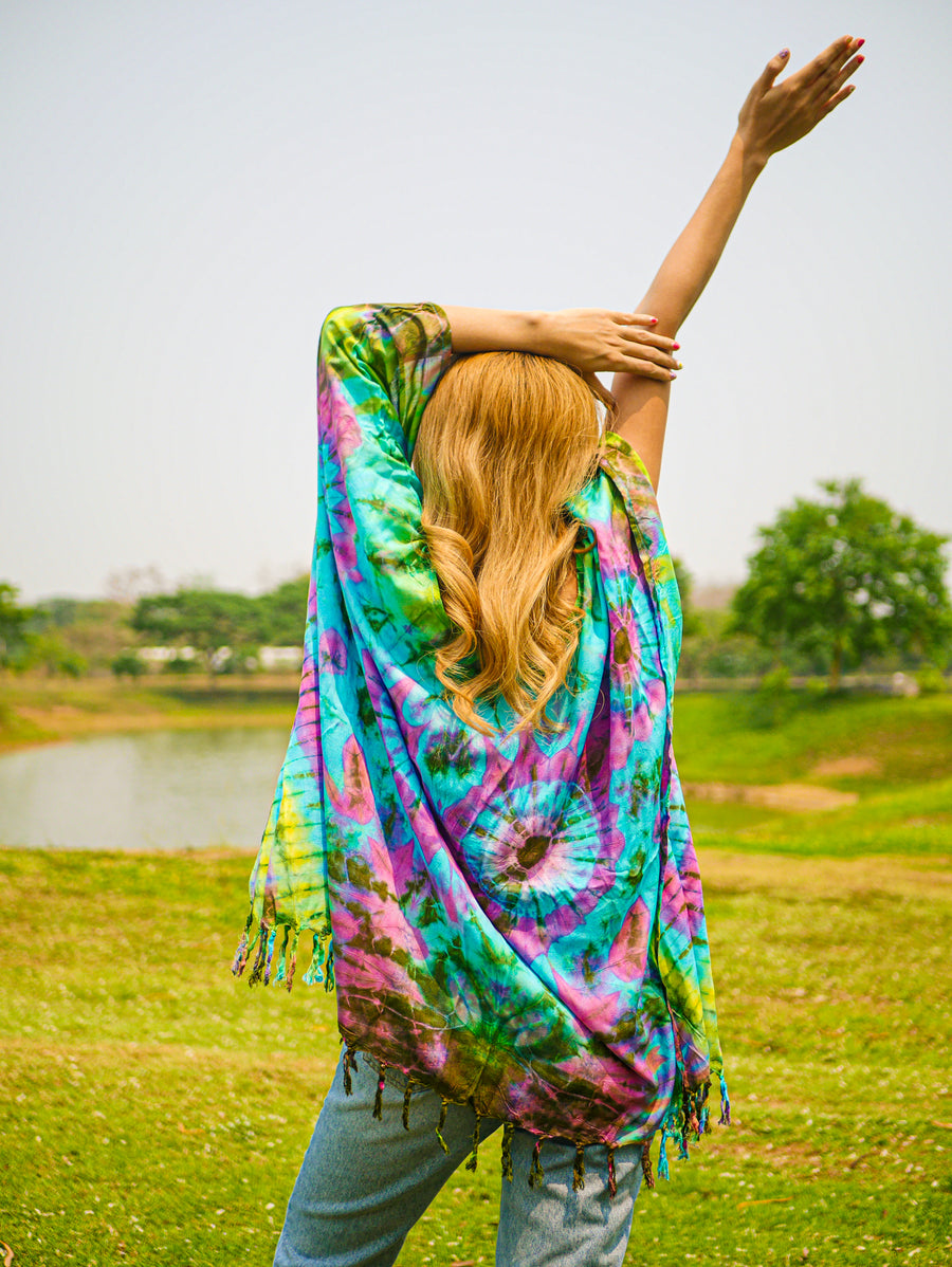 T0336- Hand Dyed Tunic Boho Kaftan Blouse Hippie Oversize Tops