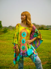 T0362- Hand Dyed Tunic Boho Kaftan Blouse Hippie Oversize Tops