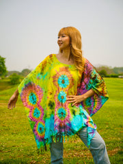 T0362- Hand Dyed Tunic Boho Kaftan Blouse Hippie Oversize Tops