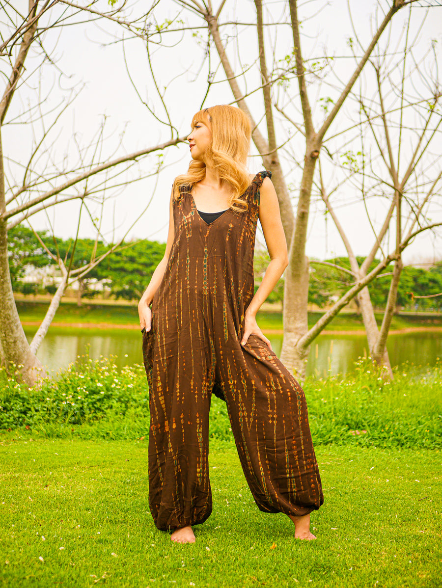 K0436- Hand Dyed  Hippie Racerback Jumpsuit Romper