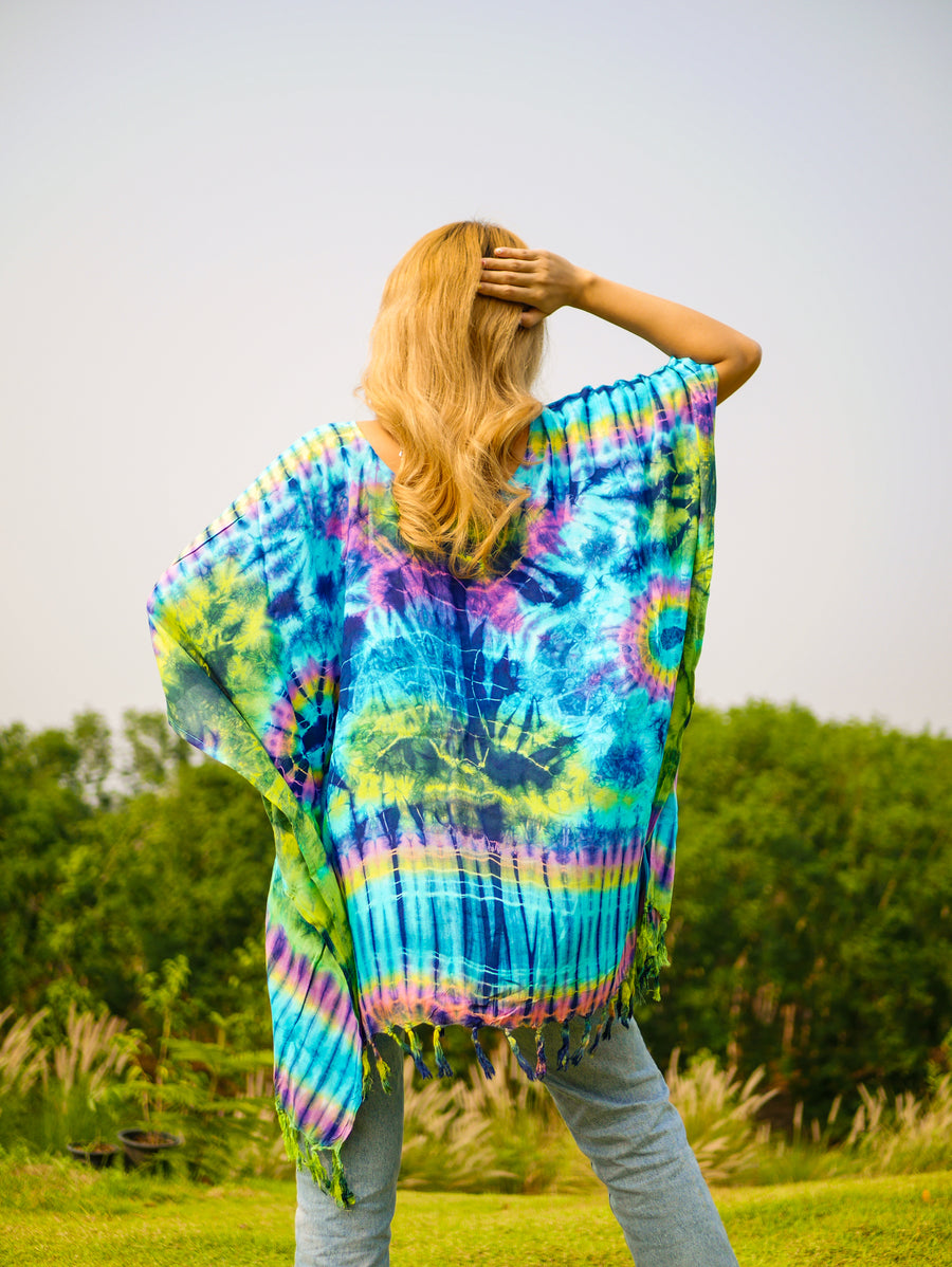 T0773- Hand Dyed Tunic Boho Kaftan Blouse Hippie Oversize Tops