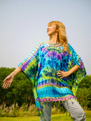 T0773- Hand Dyed Tunic Boho Kaftan Blouse Hippie Oversize Tops