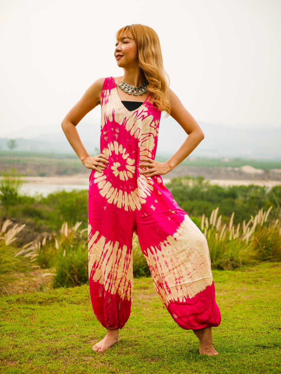 K0869- Hand Dyed  Hippie Racerback Jumpsuit Romper