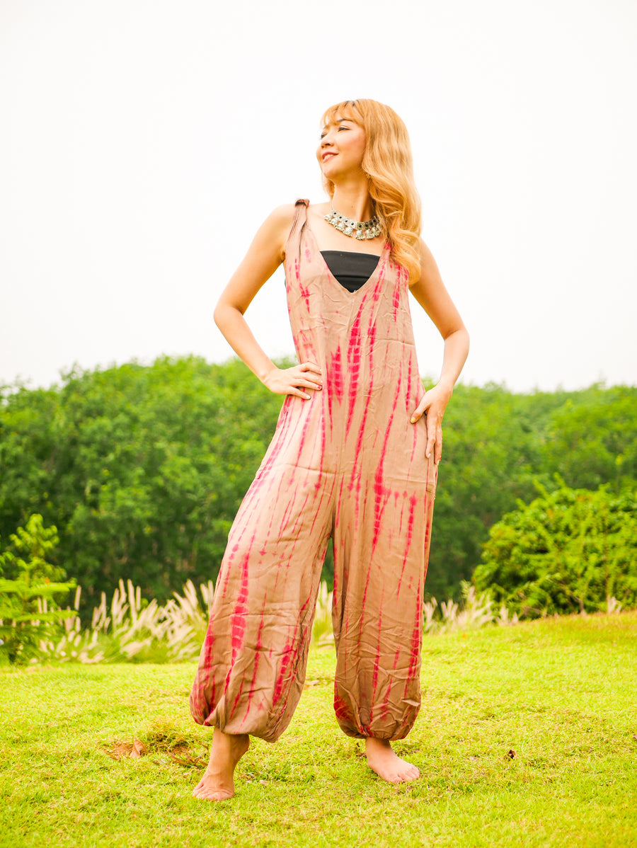 K0914- Hand Dyed  Hippie Racerback Jumpsuit Romper