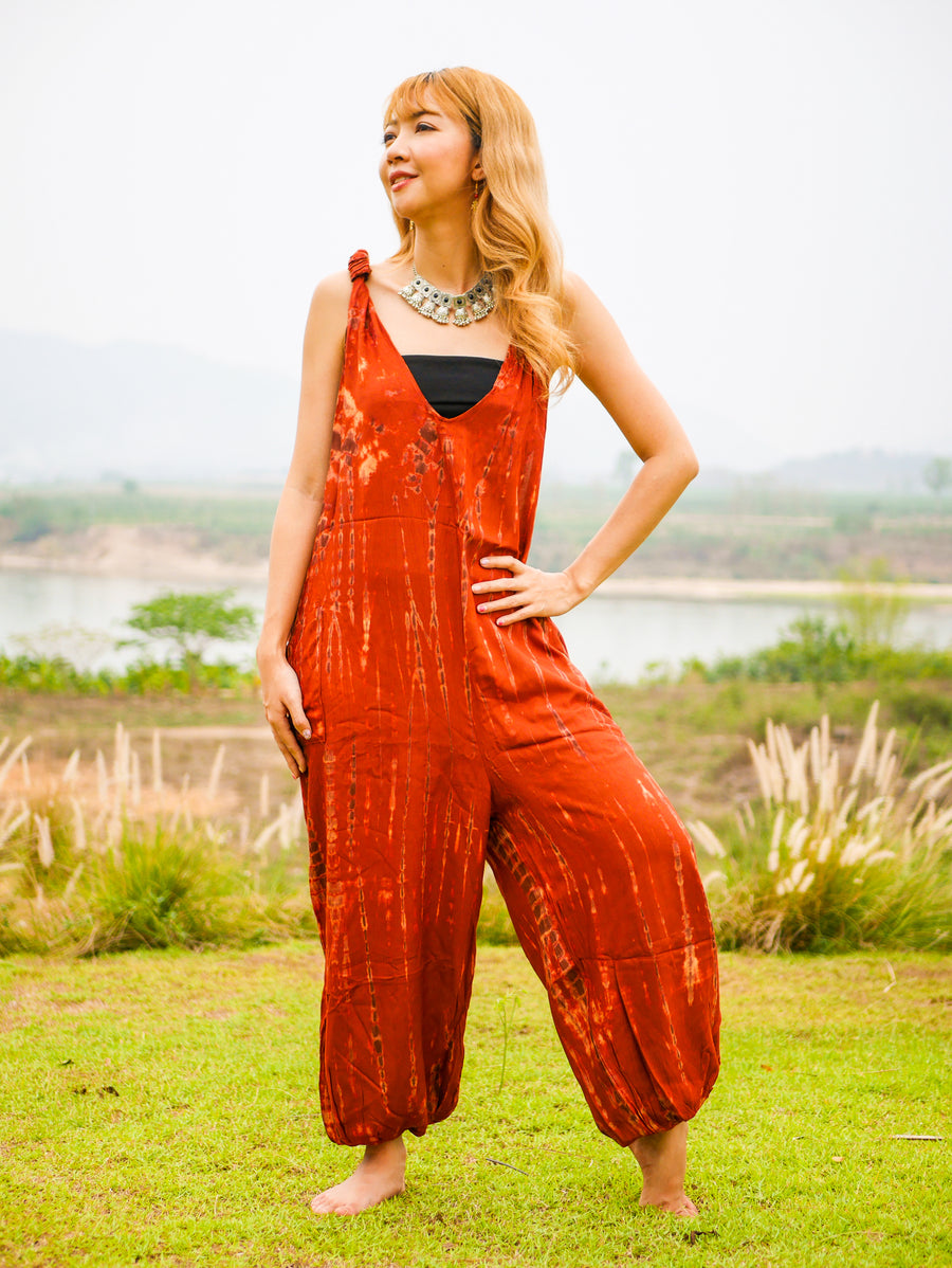 K0978- Hand Dyed  Hippie Racerback Jumpsuit Romper