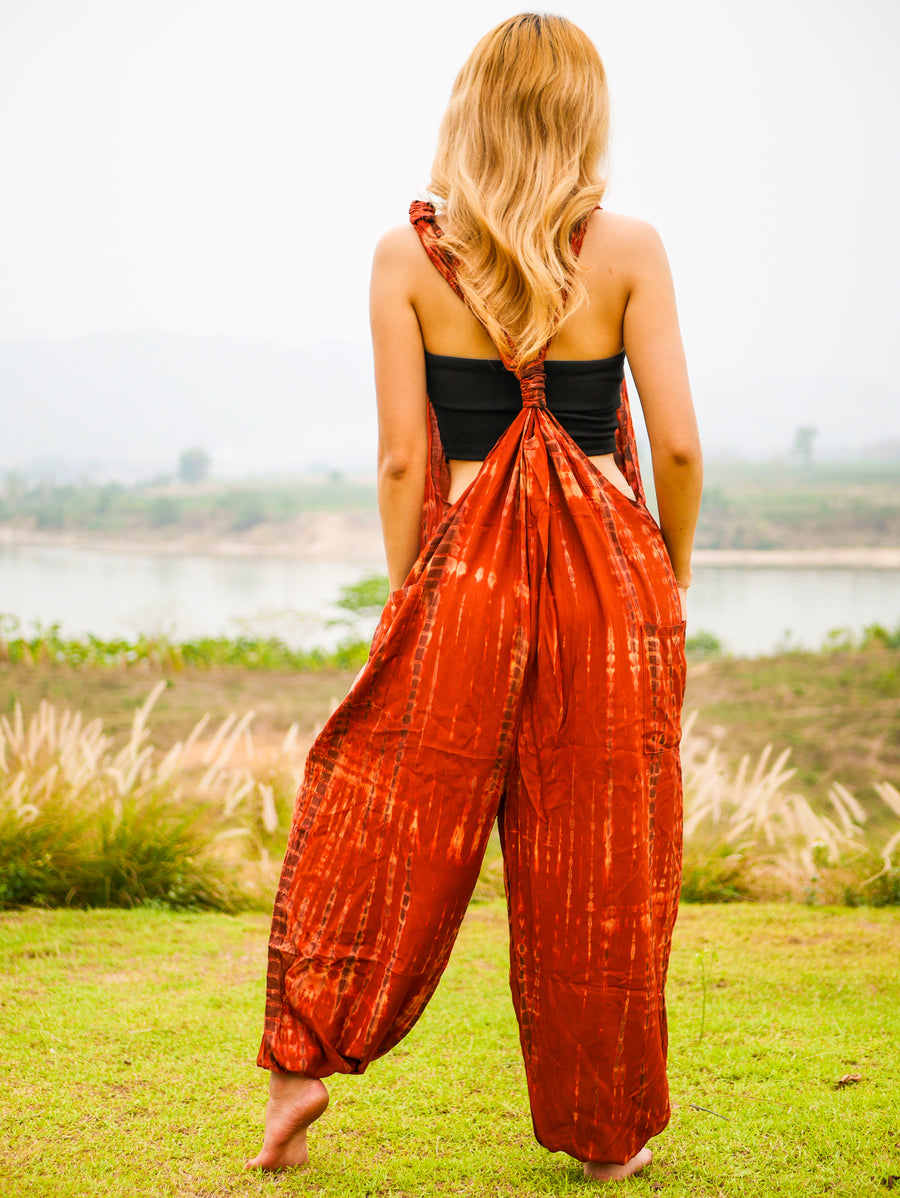 K0978- Hand Dyed  Hippie Racerback Jumpsuit Romper