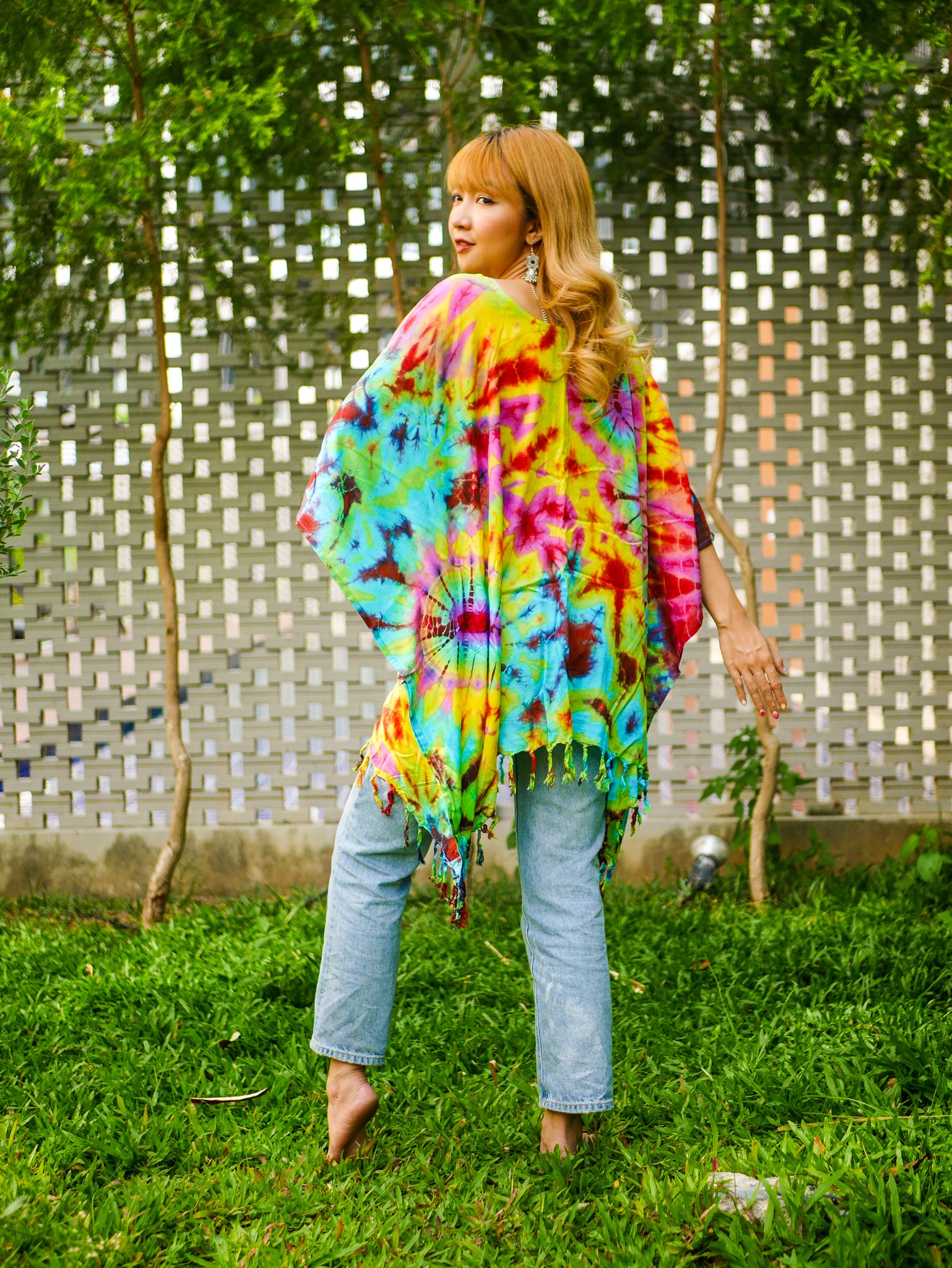 T0100- Hand Dyed Tunic Boho Kaftan Blouse Hippie Oversize Tops