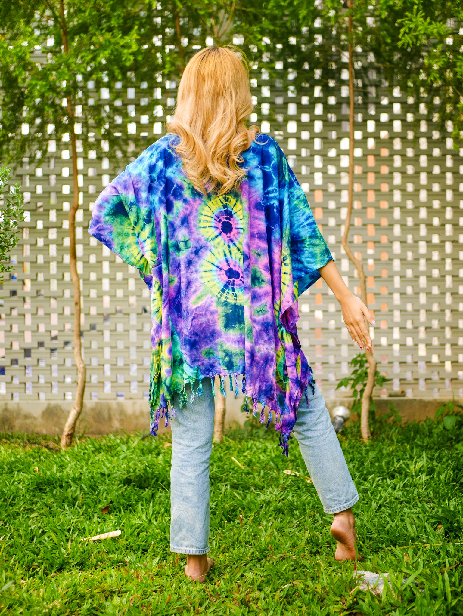 T0150- Hand Dyed Tunic Boho Kaftan Blouse Hippie Oversize Tops