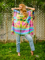 T0236- Hand Dyed Tunic Boho Kaftan Blouse Hippie Oversize Tops