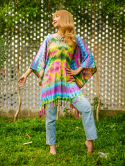 T0236- Hand Dyed Tunic Boho Kaftan Blouse Hippie Oversize Tops