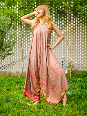 J0250- Hand Dyed Wide Leg Boho Hippie Jumpsuits Rompers Pants with Pockets