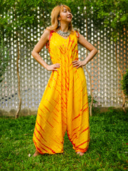 J0368- Hand Dyed Wide Leg Boho Hippie Jumpsuits Rompers Pants with Pockets